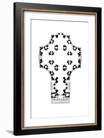 Ground Plan of St Paul's Cathedral, London, Second Design, 17th Century-Christopher Wren-Framed Giclee Print