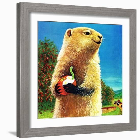 Groundhog and Apple - Jack & Jill-Dorothy Forsyth-Framed Giclee Print