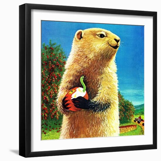 Groundhog and Apple - Jack & Jill-Dorothy Forsyth-Framed Giclee Print