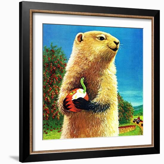 Groundhog and Apple - Jack & Jill-Dorothy Forsyth-Framed Giclee Print