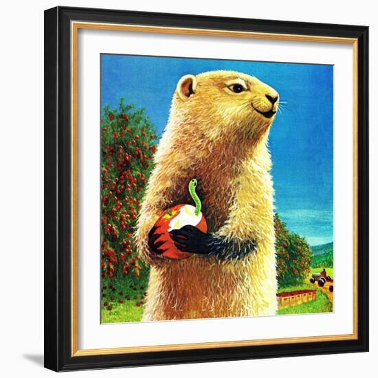 Groundhog and Apple - Jack & Jill-Dorothy Forsyth-Framed Giclee Print