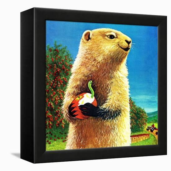 Groundhog and Apple - Jack & Jill-Dorothy Forsyth-Framed Premier Image Canvas