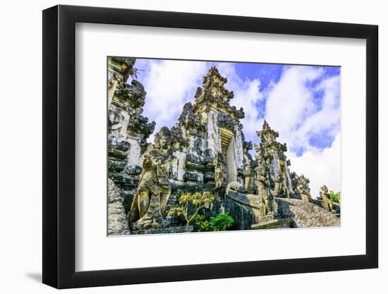 Grounds of Heaven's Gate with seven temples overlooking Bali's highest volcano mount Agung.-Greg Johnston-Framed Photographic Print