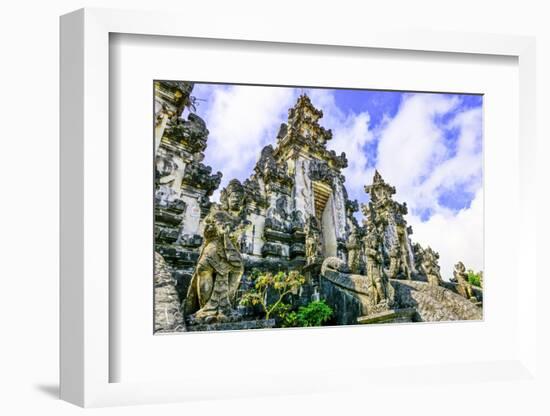 Grounds of Heaven's Gate with seven temples overlooking Bali's highest volcano mount Agung.-Greg Johnston-Framed Photographic Print
