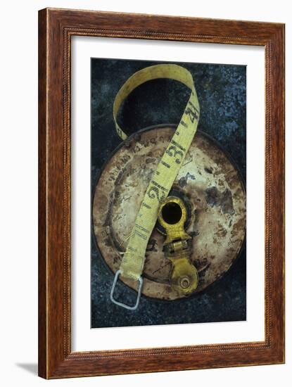 Groundsmans Measuring Tape in Well Worn Metal Case with Brass Winding Handle Lying-Den Reader-Framed Photographic Print