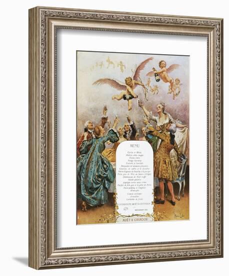 Group Making Toast in 18th Clothes at End of 19th Century-Maurice Leloir-Framed Giclee Print