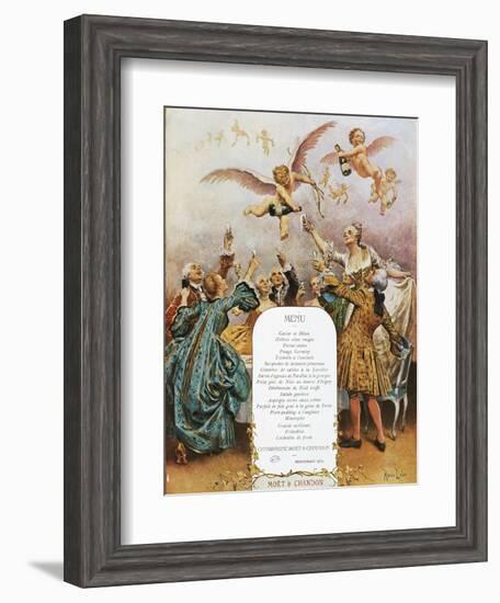 Group Making Toast in 18th Clothes at End of 19th Century-Maurice Leloir-Framed Giclee Print