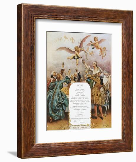 Group Making Toast in 18th Clothes at End of 19th Century-Maurice Leloir-Framed Giclee Print