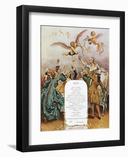 Group Making Toast in 18th Clothes at End of 19th Century-Maurice Leloir-Framed Giclee Print