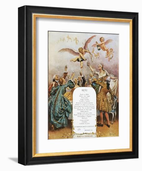 Group Making Toast in 18th Clothes at End of 19th Century-Maurice Leloir-Framed Giclee Print