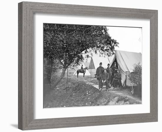 Group of American Civil War Officers at their Encampment-Stocktrek Images-Framed Photographic Print