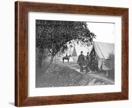 Group of American Civil War Officers at their Encampment-Stocktrek Images-Framed Photographic Print