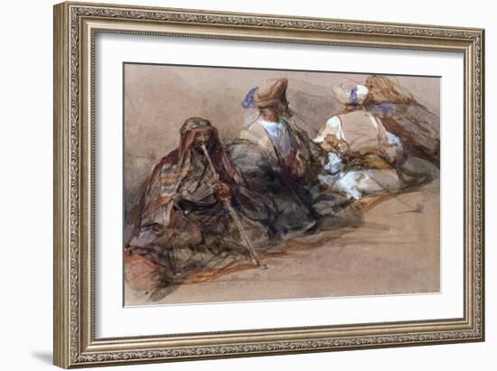 Group of Arab Figures, Two Smoking a Cubuk-David Roberts-Framed Giclee Print