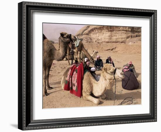 Group of Bedouin and Camels, Wadi Rum, Jordan, Middle East-Bruno Morandi-Framed Photographic Print