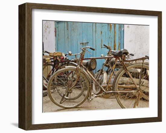Group of bicycles in gulley (alley) Delhi, India-Adam Jones-Framed Photographic Print