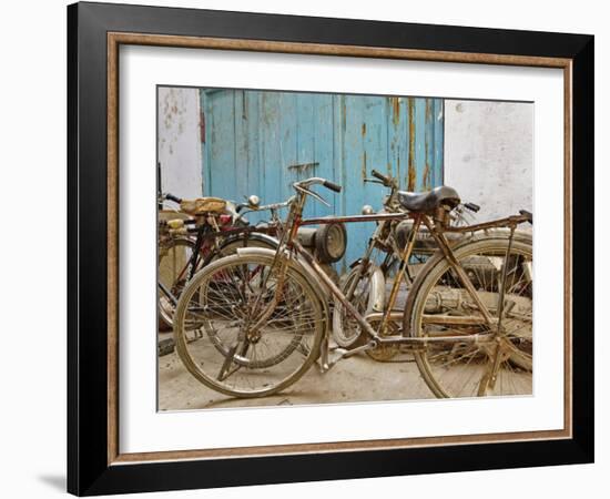 Group of bicycles in gulley (alley) Delhi, India-Adam Jones-Framed Photographic Print