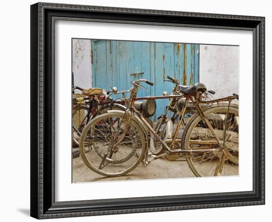 Group of bicycles in gulley (alley) Delhi, India-Adam Jones-Framed Photographic Print