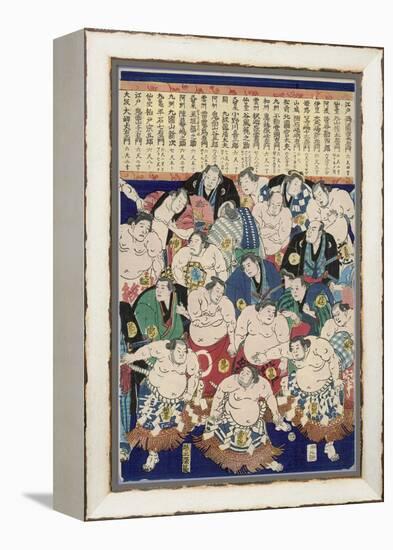 Group of Burly Sumo Wrestlers with Their Oiled Hair in Top Knots and the Yokozuna-null-Framed Premier Image Canvas