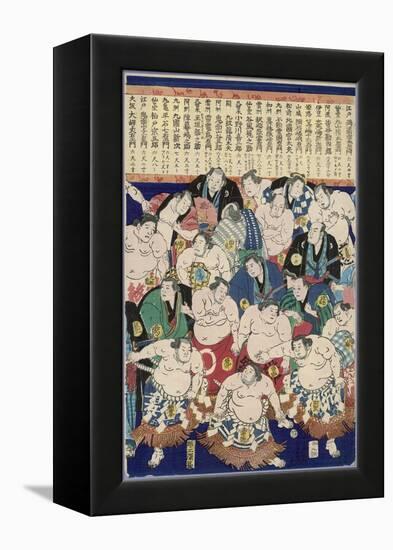 Group of Burly Sumo Wrestlers with Their Oiled Hair in Top Knots and the Yokozuna-null-Framed Premier Image Canvas