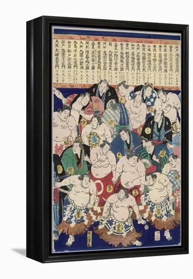 Group of Burly Sumo Wrestlers with Their Oiled Hair in Top Knots and the Yokozuna-null-Framed Premier Image Canvas