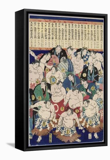 Group of Burly Sumo Wrestlers with Their Oiled Hair in Top Knots and the Yokozuna-null-Framed Premier Image Canvas