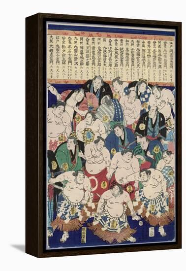 Group of Burly Sumo Wrestlers with Their Oiled Hair in Top Knots and the Yokozuna-null-Framed Premier Image Canvas