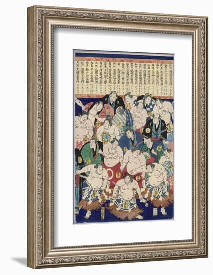 Group of Burly Sumo Wrestlers with Their Oiled Hair in Top Knots and the Yokozuna-null-Framed Photographic Print