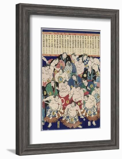 Group of Burly Sumo Wrestlers with Their Oiled Hair in Top Knots and the Yokozuna-null-Framed Photographic Print