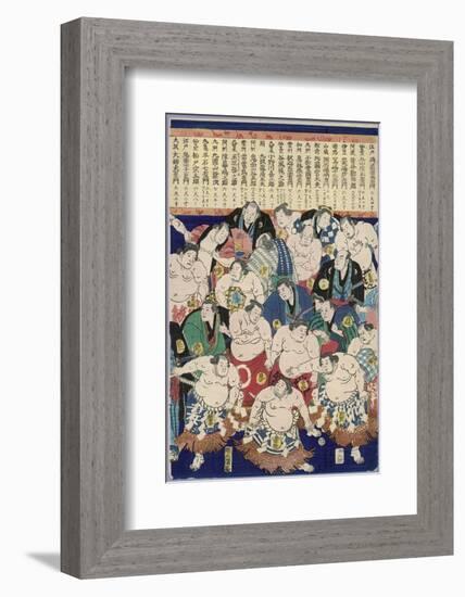 Group of Burly Sumo Wrestlers with Their Oiled Hair in Top Knots and the Yokozuna-null-Framed Photographic Print