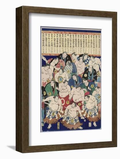 Group of Burly Sumo Wrestlers with Their Oiled Hair in Top Knots and the Yokozuna-null-Framed Photographic Print