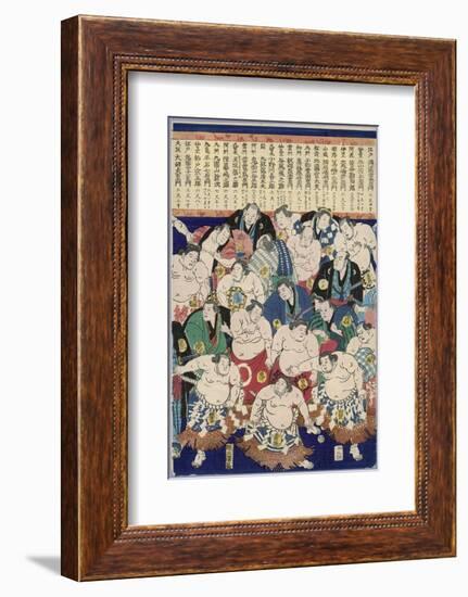 Group of Burly Sumo Wrestlers with Their Oiled Hair in Top Knots and the Yokozuna-null-Framed Photographic Print