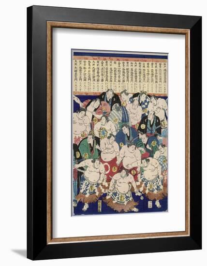 Group of Burly Sumo Wrestlers with Their Oiled Hair in Top Knots and the Yokozuna--Framed Photographic Print