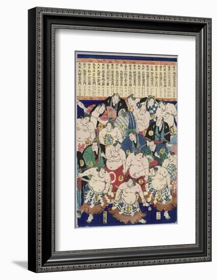 Group of Burly Sumo Wrestlers with Their Oiled Hair in Top Knots and the Yokozuna-null-Framed Photographic Print