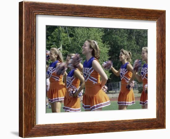 Group of Cheerleaders Cheering in a Field-null-Framed Photographic Print