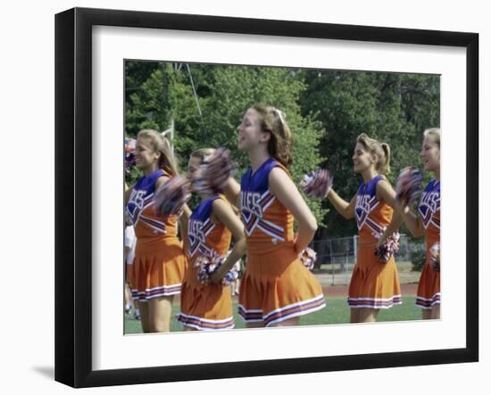 Group of Cheerleaders Cheering in a Field-null-Framed Photographic Print