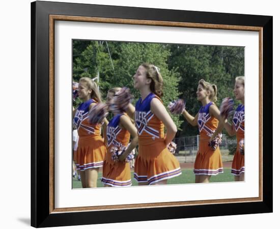 Group of Cheerleaders Cheering in a Field-null-Framed Photographic Print