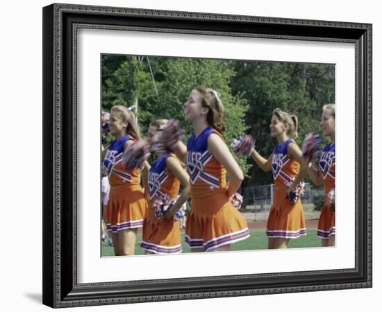 Group of Cheerleaders Cheering in a Field-null-Framed Photographic Print