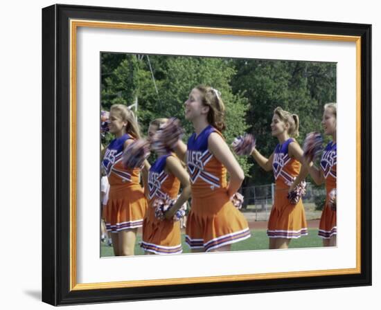 Group of Cheerleaders Cheering in a Field-null-Framed Photographic Print