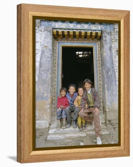 Group of Children from Village, Chedadong, Tibet, China-Doug Traverso-Framed Premier Image Canvas