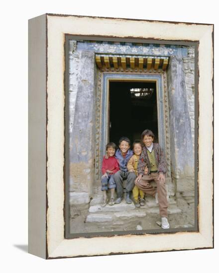 Group of Children from Village, Chedadong, Tibet, China-Doug Traverso-Framed Premier Image Canvas