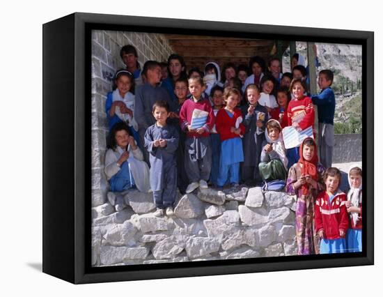 Group of Children Outside School, Gulmit, Upper Hunza Valley, Pakistan, Asia-Alison Wright-Framed Premier Image Canvas