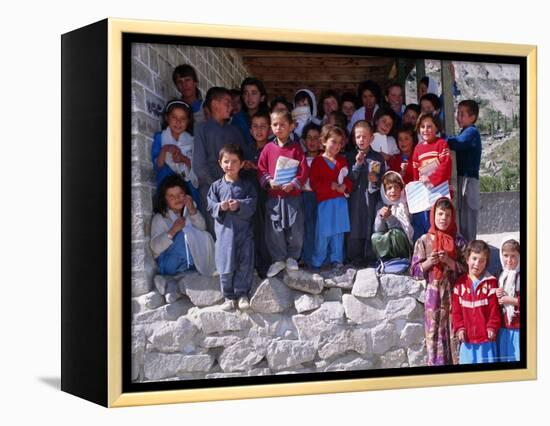 Group of Children Outside School, Gulmit, Upper Hunza Valley, Pakistan, Asia-Alison Wright-Framed Premier Image Canvas