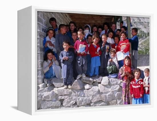 Group of Children Outside School, Gulmit, Upper Hunza Valley, Pakistan, Asia-Alison Wright-Framed Premier Image Canvas