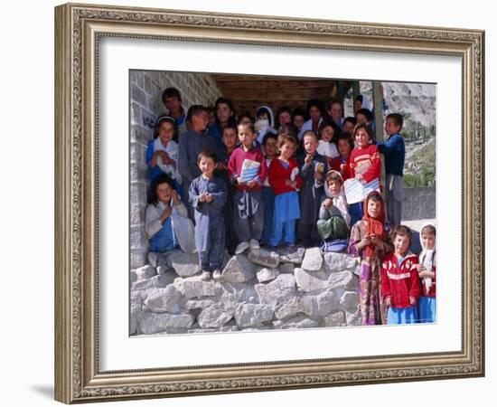 Group of Children Outside School, Gulmit, Upper Hunza Valley, Pakistan, Asia-Alison Wright-Framed Photographic Print