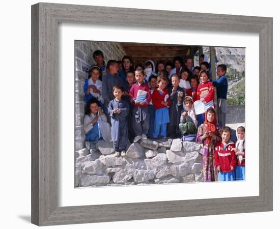 Group of Children Outside School, Gulmit, Upper Hunza Valley, Pakistan, Asia-Alison Wright-Framed Photographic Print