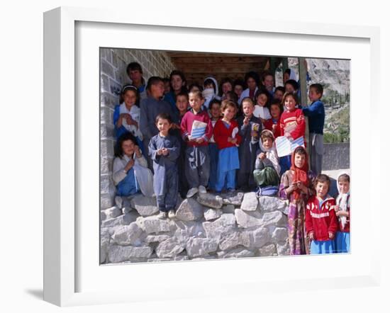 Group of Children Outside School, Gulmit, Upper Hunza Valley, Pakistan, Asia-Alison Wright-Framed Photographic Print