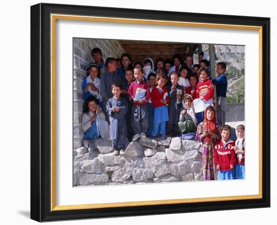 Group of Children Outside School, Gulmit, Upper Hunza Valley, Pakistan, Asia-Alison Wright-Framed Photographic Print