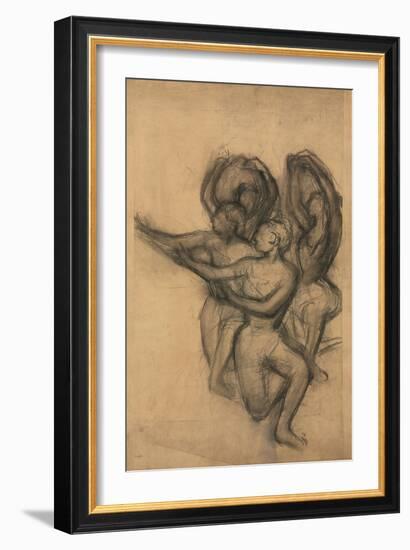 Group of Dancers; Groupe De Danseuses, C.1895-1900 (Charcoal on Joined Paper Laid Down on Board)-Edgar Degas-Framed Giclee Print