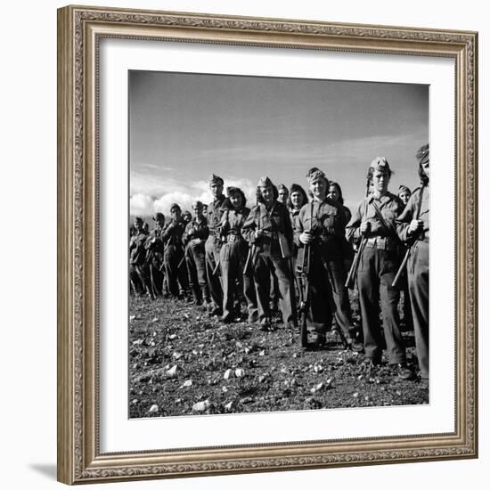 Group of Fairly Well Equipped Male and Female Resistance Fighters, Called the Andartes-Dmitri Kessel-Framed Photographic Print