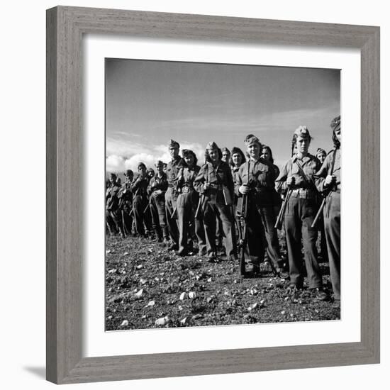 Group of Fairly Well Equipped Male and Female Resistance Fighters, Called the Andartes-Dmitri Kessel-Framed Photographic Print